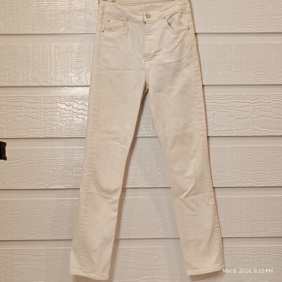 MOTHER The Dazzler Shift Jeans Women 25 Act Natural Made in USA Designer WHITE - Picture 3 of 12